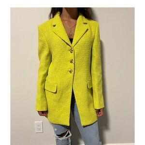 Zara tweed Women's Yellow green Blazer Coat